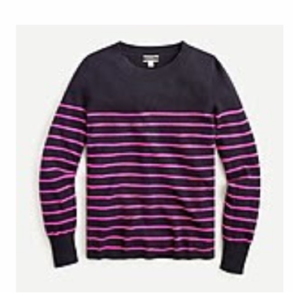 J. Crew Cashmere crewneck sweater in simple stripe Small NWT - Picture 1 of 7